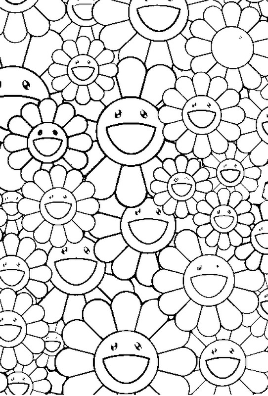 Art Therapy coloring page Flowers : Flowers: Takashi Murakami 8