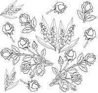 Dibujo para colorear relajante Rosas y lirios 