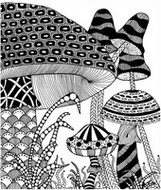 Coloriage anti-stress Champignons Automne