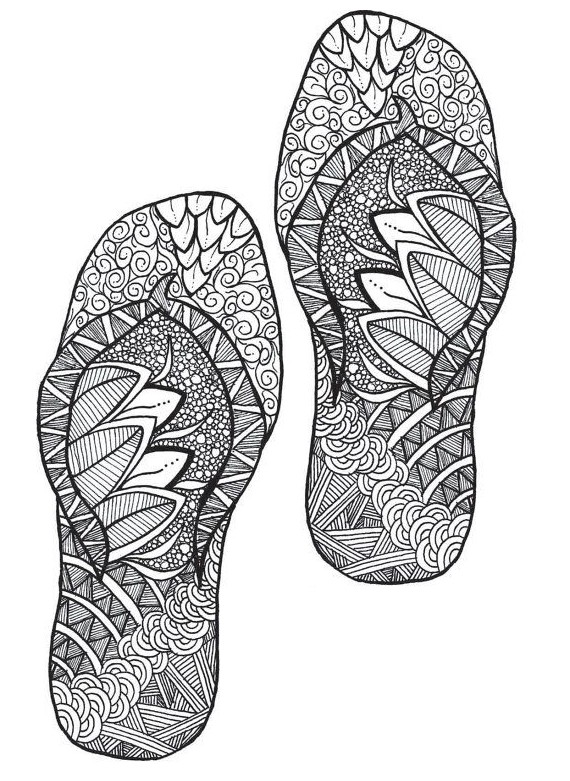 Dibujo Para Colorear Relajante Verano Chanclas 10