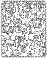 Coloriage anti-stress Bonhommes de neige