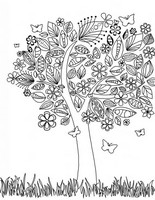 Coloriage anti-stress Arbre au printemps