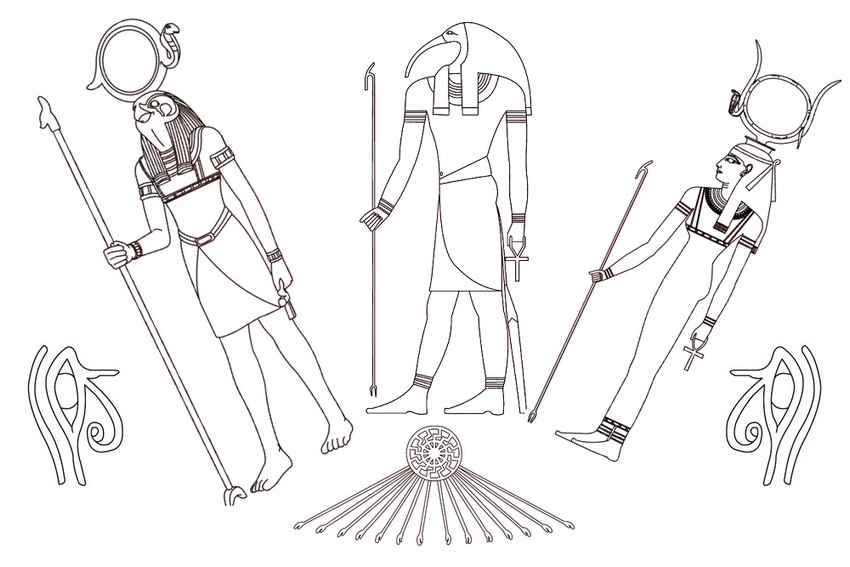 Dibujo para colorear relajante Egipto : Dioses egipcios 8