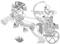 Coloriage anti-stress Egypte : Toutankhamon à la guerre contre la Nubie