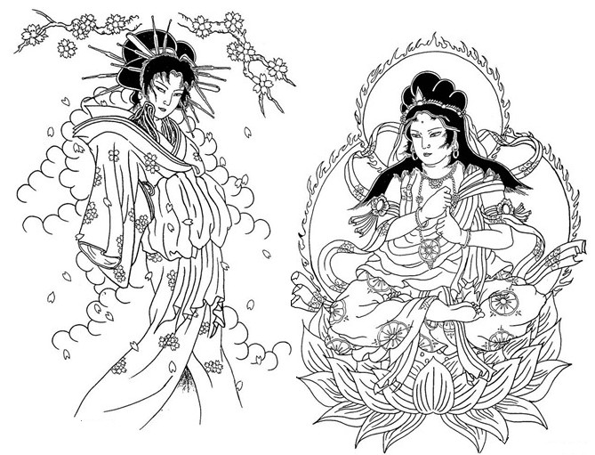 Dibujo para colorear relajante Japon