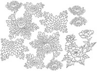 Coloriage anti-stress Japon: Fleurs