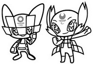 Desenho para colorir anti stress Mascotes Olympics Tokyo 2020
