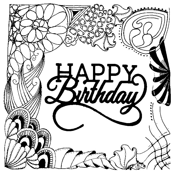 Happy Birthday Adult Coloring Pages 4