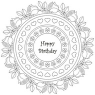 Art Therapy coloring page Mandala Happy Birthday