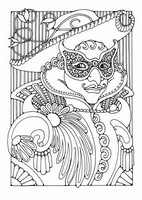 Coloriage anti-stress Masque et chapeau carnaval