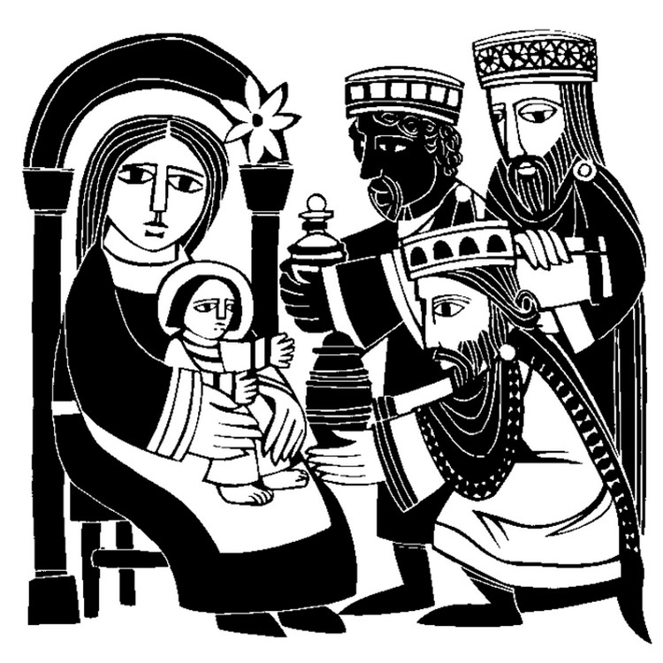 Jesús, María y los Reyes Magos