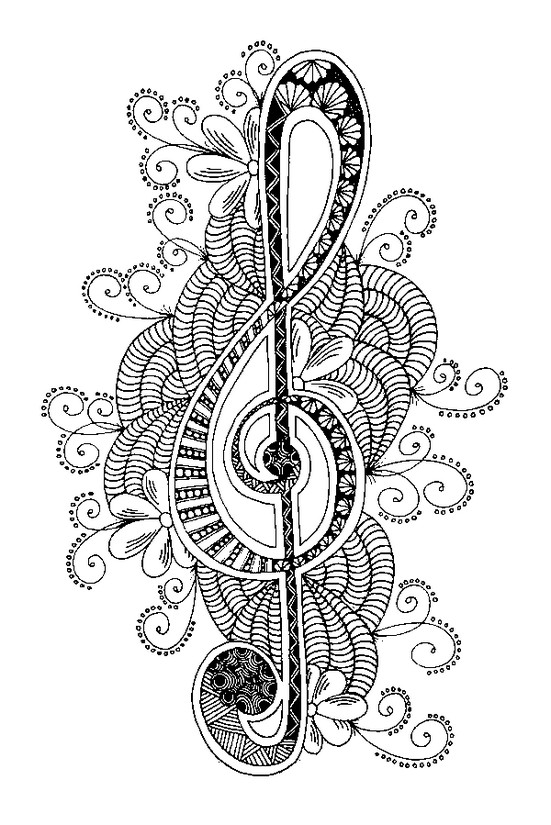 Art Therapy coloring page Music : Treble clef 6