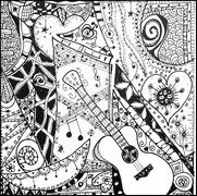 Coloriage anti-stress J'aime la guitare!