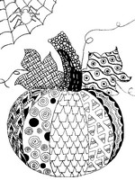 Dibujo para colorear relajante Calabaza Halloween