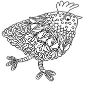 Dibujo para colorear relajante Gallina de Pascua