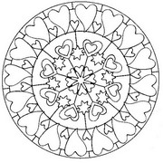 Ausmalen als Anti-Stress Mandala mit Herzen