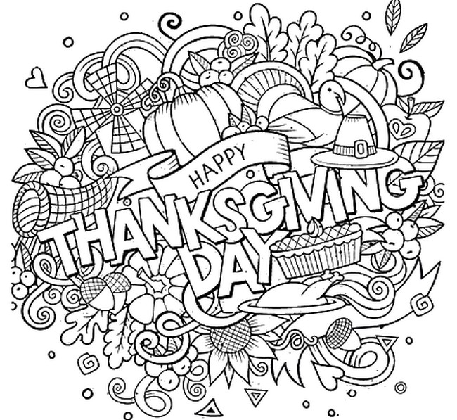 Desenho para colorir anti stress Thanksgiving