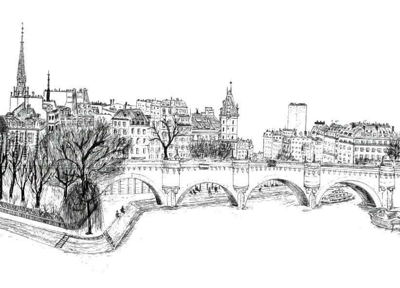 Art Therapy coloring page Paris : The Pont-Neuf bridge 5