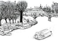 Coloriage anti-stress Pont des Arts 