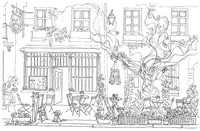 Art Therapy coloring page Terrace of cafe