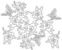 Art Therapy coloring page Japan: Roses and butterflies
